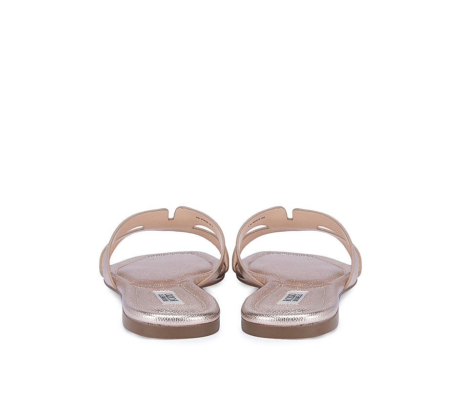 Gold Foux Leather Sliders