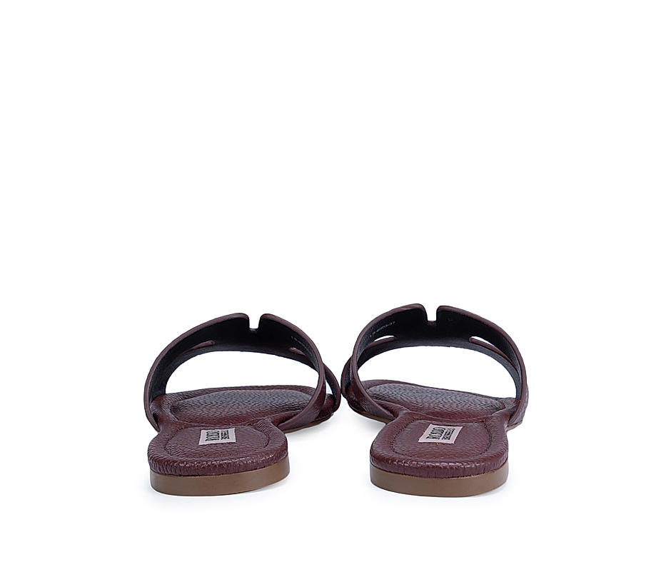 Burgundy Foux Leather Sliders