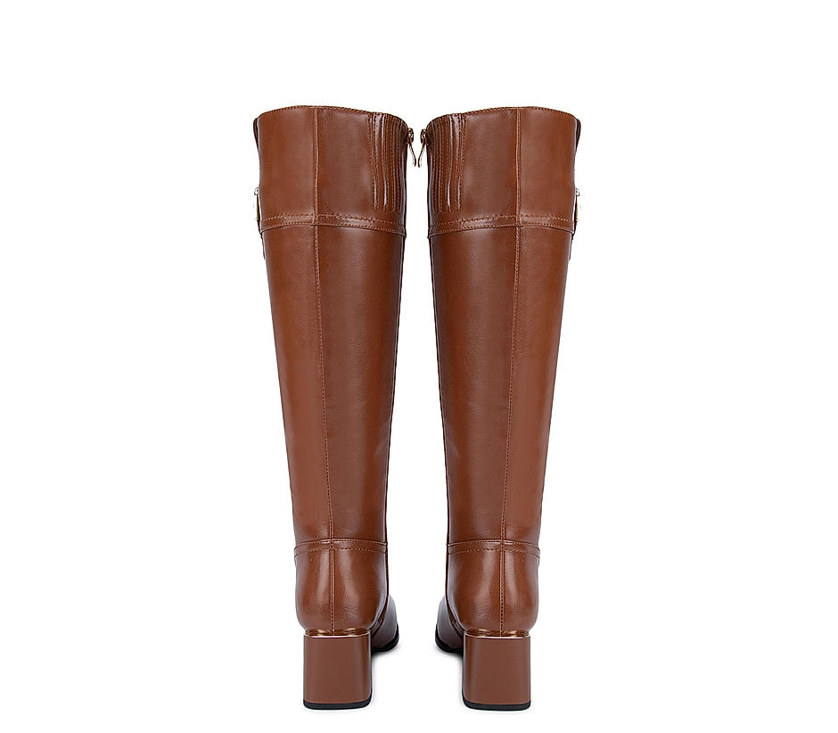 Ladies knee high on sale tan leather boots