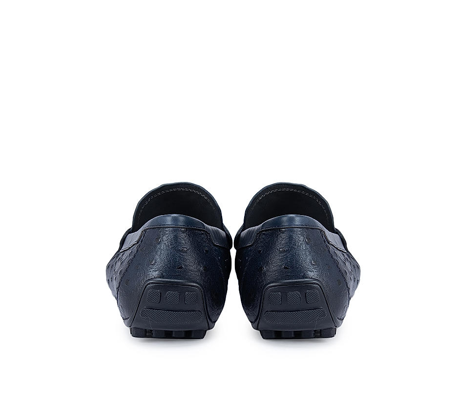 Ostrich Effect Moccasins With Metal Embellishment