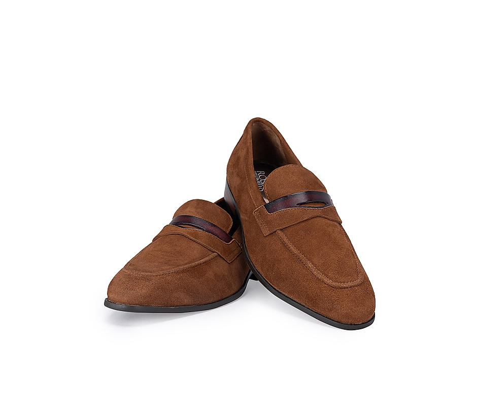 Camel Suede Leather Loafers
