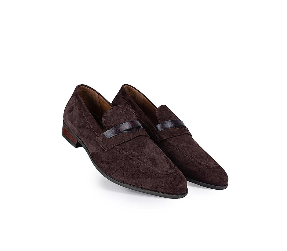 Coffee Suede Leather Loafers