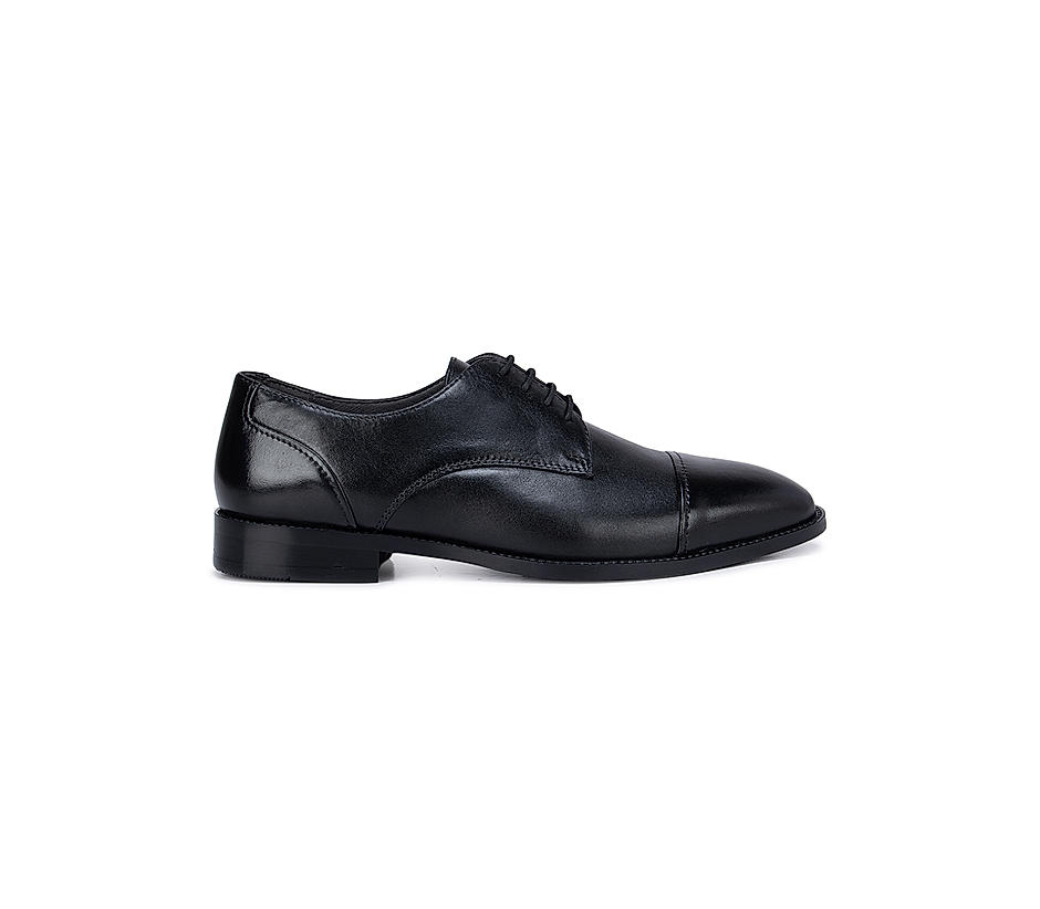 Buy Black Leather Cap Toe Derby Shoes Online at Rosso Brunello | MS ...