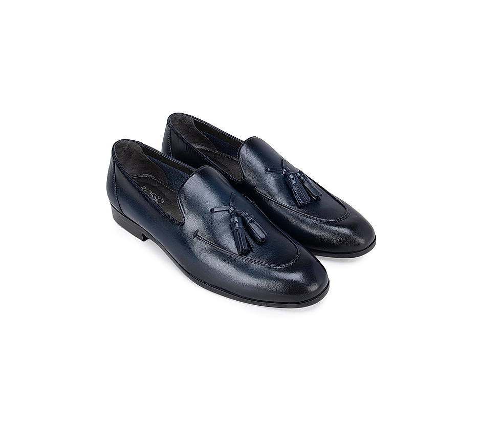 Navy Blue Loafers With Tassels