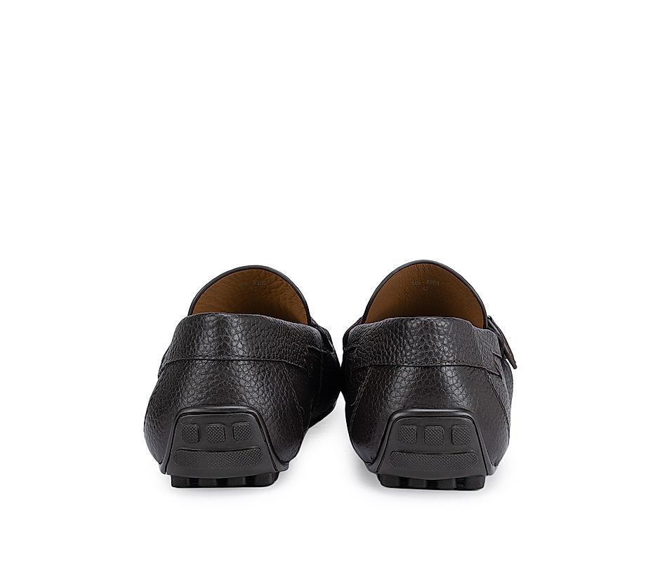 Coffee Textured Moccasins With Zipper Detail