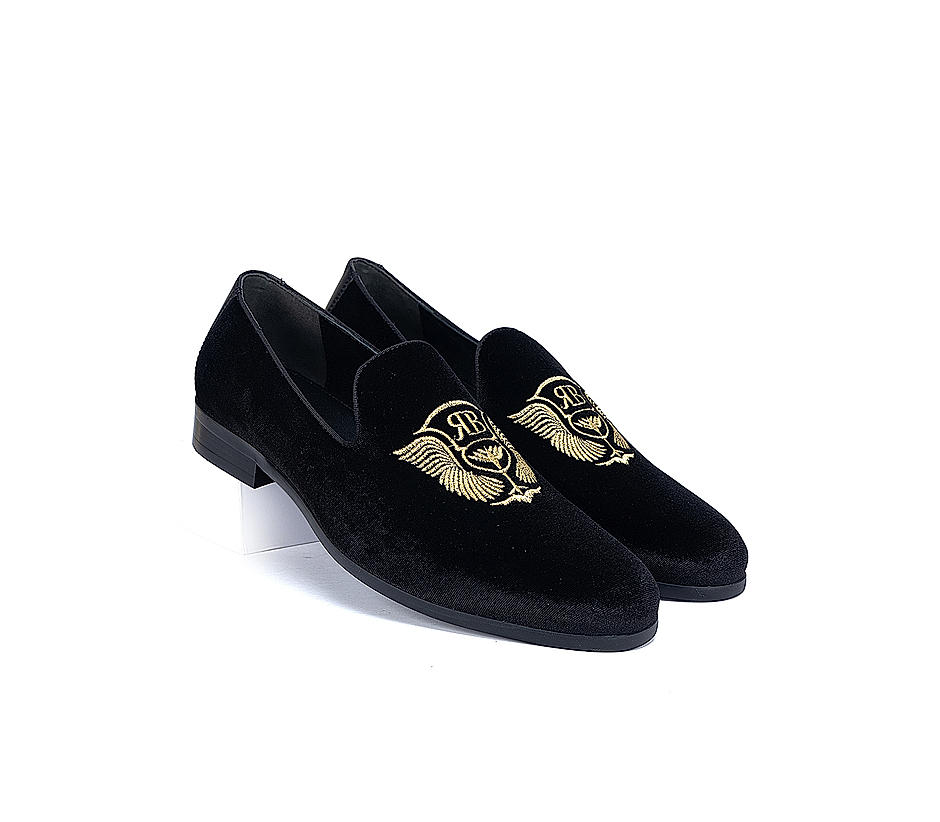 Velvet Loafers Embroidery Money