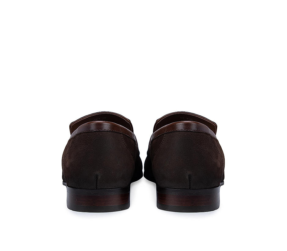 Brown Loafers with Leather Panel