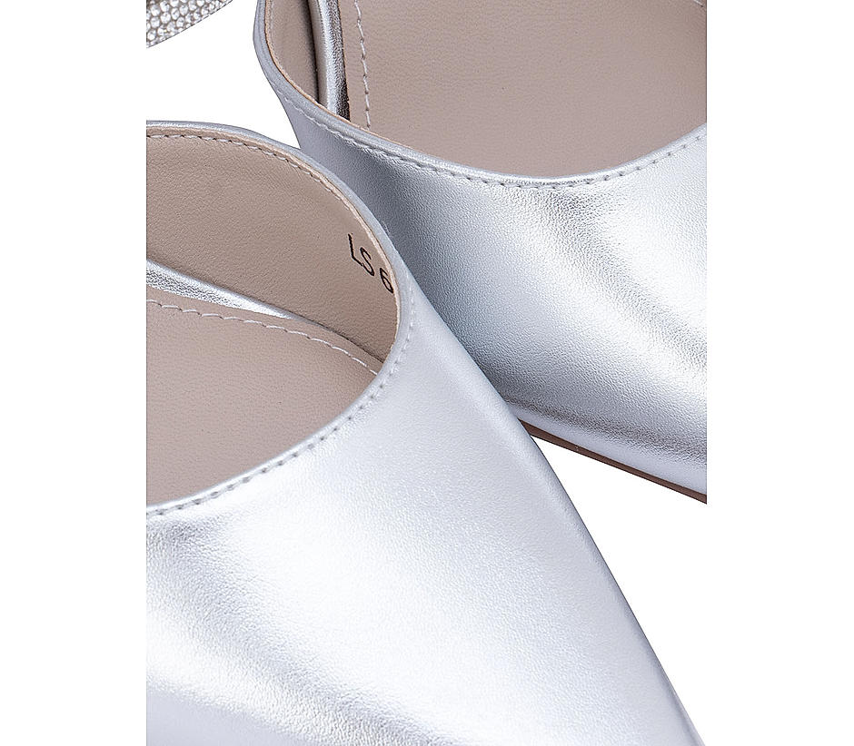 Silver Strap Embellished Heels