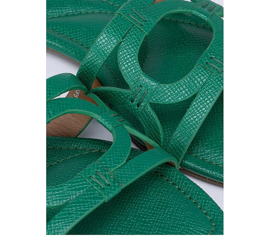 Green Detailed Strap Sliders