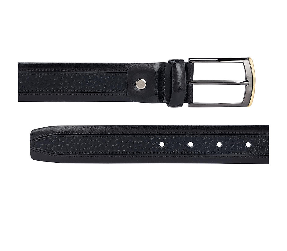 Black Textured Men's Belt