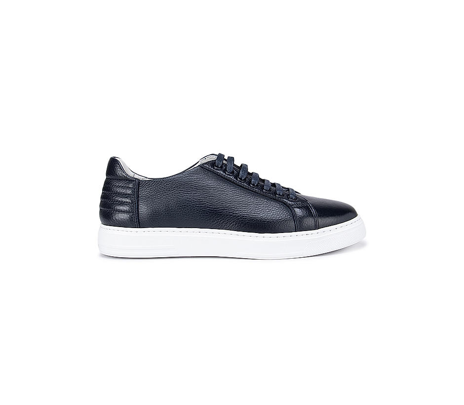 Navy Blue Leather Sneakers