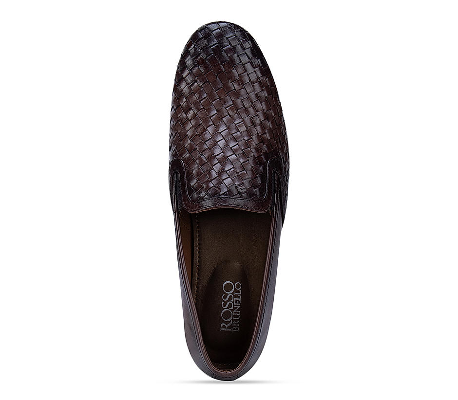 Brown Weave Pattern Sneakers