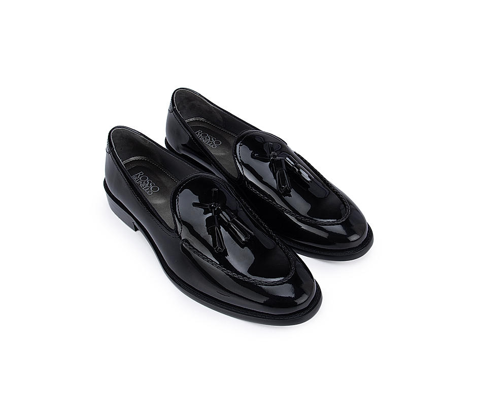Black Patent Loafers With Tassels