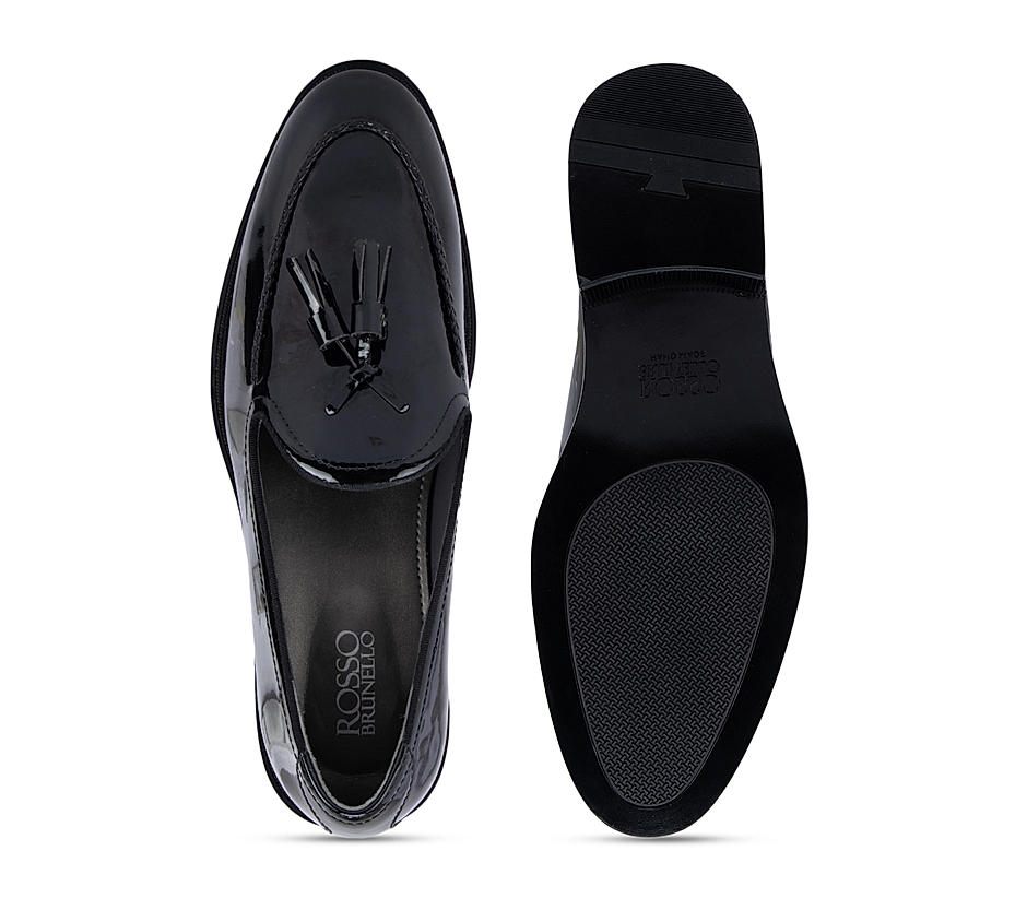 Black Patent Loafers With Tassels