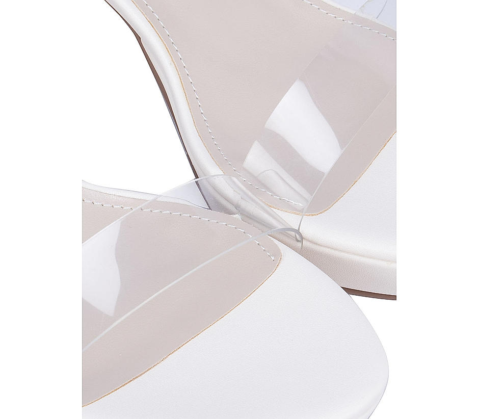 White Open Toe Platform Heels