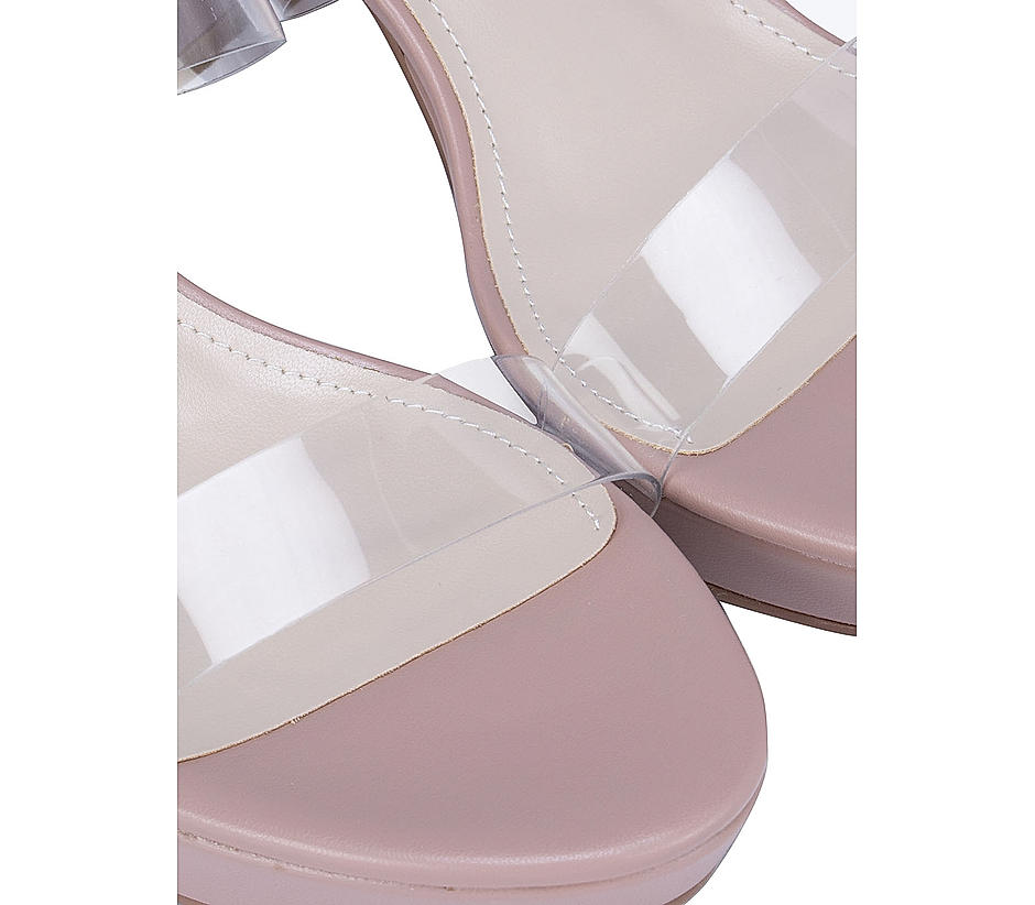 Pink Open Toe Platform Heels