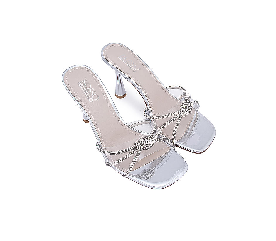 Silver Knot Style Strap Heels