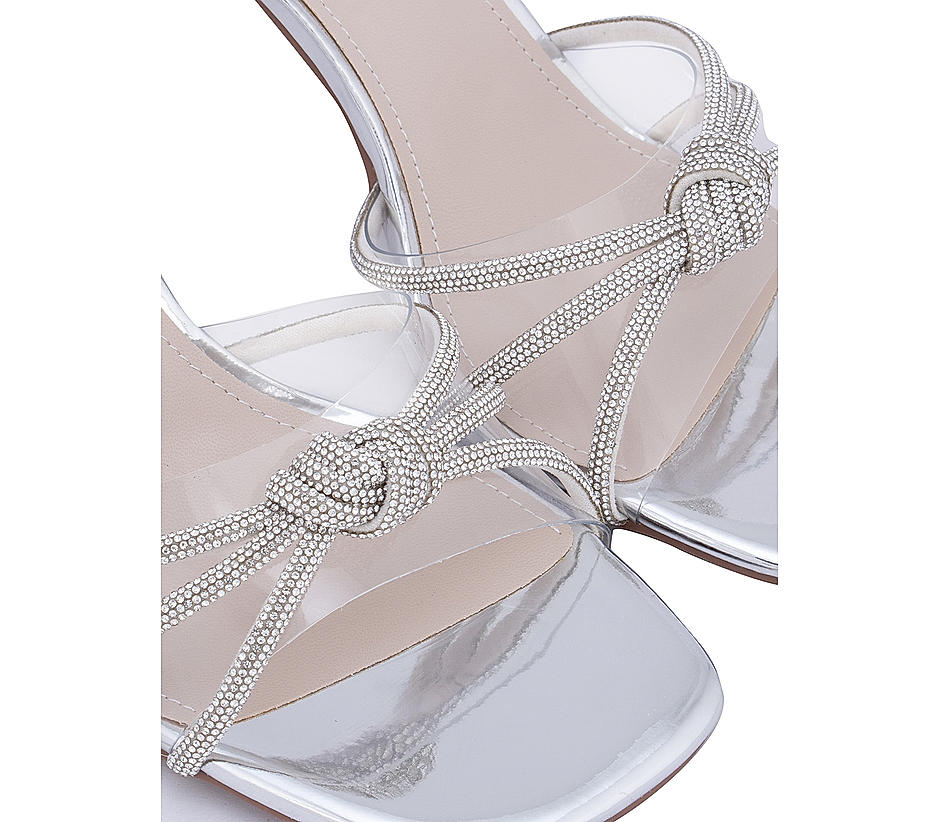 Silver Knot Style Strap Heels