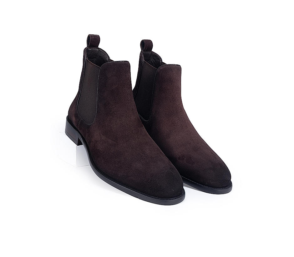 Coffee Suede Leather Boots