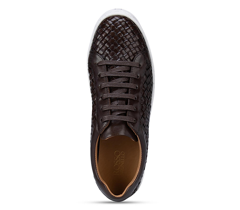 Coffee Weave Leather Sneakers