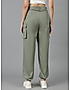 KOTTY WOMENS COTTON BLEND GREEN STRAIGHT FIT CARGO PANT