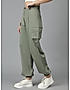 KOTTY WOMENS COTTON BLEND GREEN STRAIGHT FIT CARGO PANT