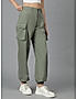 KOTTY WOMENS COTTON BLEND GREEN STRAIGHT FIT CARGO PANT