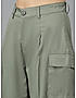 KOTTY WOMENS COTTON BLEND GREEN STRAIGHT FIT CARGO PANT