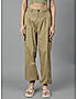 KOTTY WOMENS COTTON BLEND BROWN STRAIGHT FIT CARGO PANT