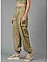 KOTTY WOMENS COTTON BLEND BROWN STRAIGHT FIT CARGO PANT