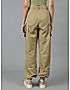 KOTTY WOMENS COTTON BLEND BROWN STRAIGHT FIT CARGO PANT