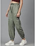 KOTTY WOMENS COTTON BLEND GREEN STRAIGHT FIT CARGO PANT