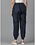 KOTTY WOMENS COTTON BLEND BLUE STRAIGHT FIT CARGO PANT