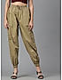 KOTTY WOMENS COTTON BLEND BROWN STRAIGHT FIT CARGO PANT