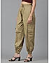 KOTTY WOMENS COTTON BLEND BROWN STRAIGHT FIT CARGO PANT