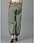 KOTTY WOMENS COTTON BLEND GREEN STRAIGHT FIT CARGO PANT