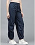 KOTTY WOMENS COTTON BLEND BLUE STRAIGHT FIT CARGO PANT