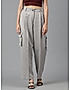 KOTTY WOMENS VISCOSE RAYON GREY STRAIGHT FIT CARGO PANT