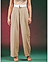 KOTTY WOMENS VISCOSE RAYON BEIGE STRAIGHT FIT CASUAL PANT