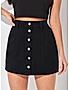 KOTTY WOMENS COTTON LYCRA BLEND BLACK DENIM SKIRTS