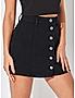 KOTTY WOMENS COTTON LYCRA BLEND BLACK DENIM SKIRTS