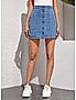 KOTTY WOMENS COTTON LYCRA BLEND BLUE DENIM SKIRTS