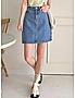 KOTTY WOMENS COTTON LYCRA BLEND LIGHT BLUE DENIM SKIRTS