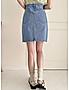 KOTTY WOMENS COTTON LYCRA BLEND LIGHT BLUE DENIM SKIRTS