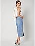 KOTTY WOMENS COTTON LYCRA BLEND LIGHT BLUE DENIM SKIRTS