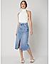 KOTTY WOMENS COTTON LYCRA BLEND LIGHT BLUE DENIM SKIRTS