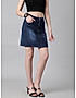 KOTTY WOMENS COTTON LYCRA BLEND DARK BLUE DENIM SKIRTS