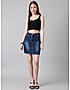 KOTTY WOMENS COTTON LYCRA BLEND DARK BLUE DENIM SKIRTS