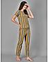 KOTTY Multi Striped Cotton Women T-Shirt and Pyjama Set