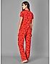 KOTTY Red Printed Cotton Women T-Shirt and Pyjama Set